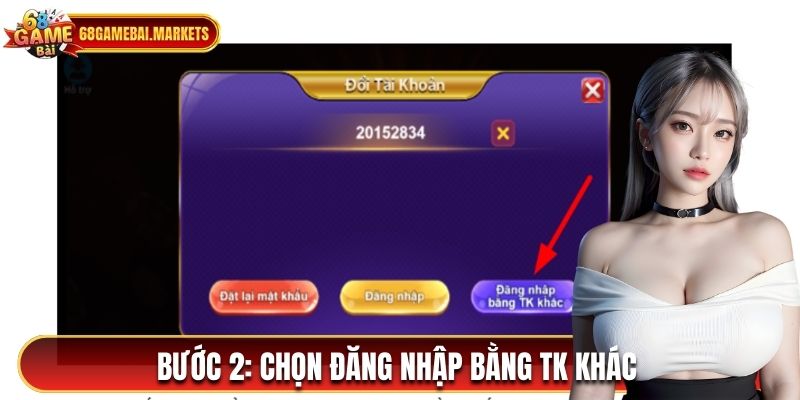 Bước 2 chọn đăng nhập bằng TK khác