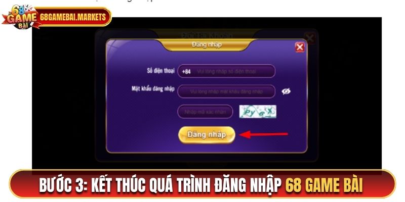 Bước 3 kết thúc quá trình đăng nhập 68 game bài