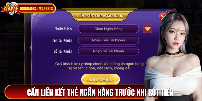 Cần liên kết thẻ ngân hàng trước khi rút tiền