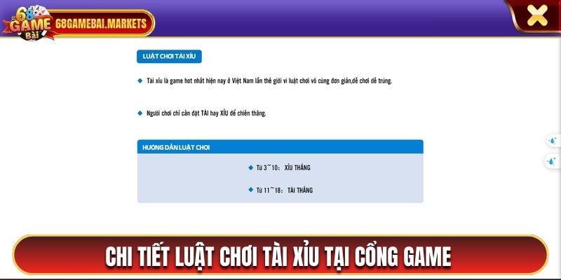 Chi tiết luật chơi tài xỉu tại cổng game bài 68