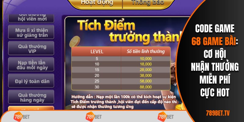 Code Game 68 Game Bài - Cơ Hội Nhận Thưởng Miễn Phí Cực Hot