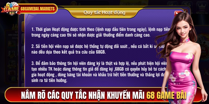 Nắm rõ các quy tắc nhận khuyến mãi 68 game bài